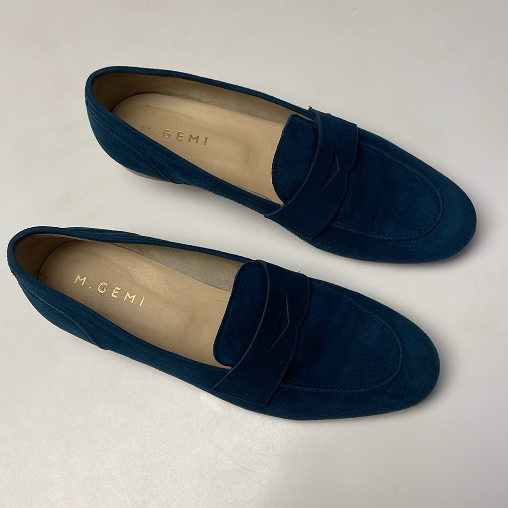 M. Gemi Blue Suede Loafers Slip-Ons